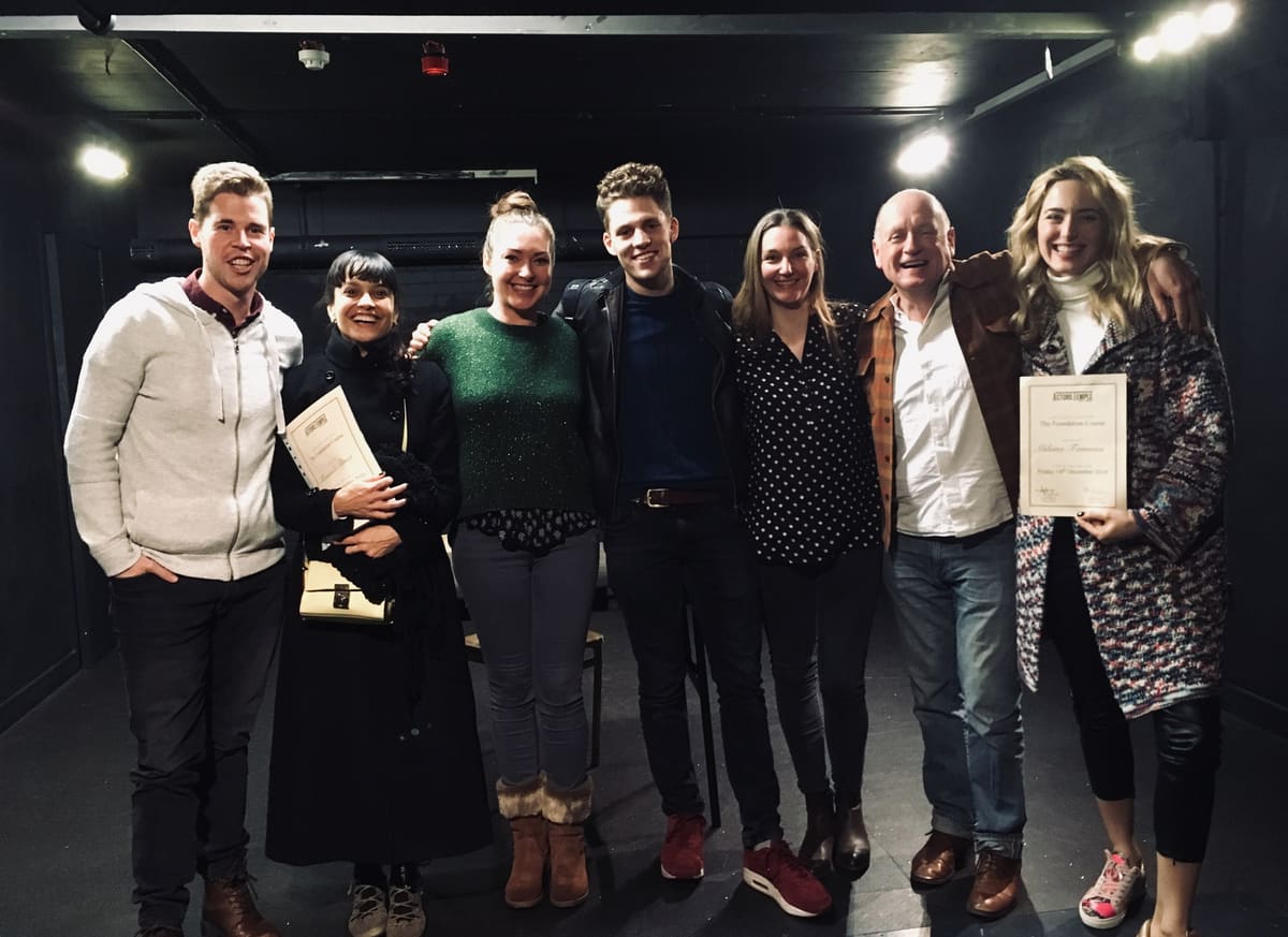 A group of actors holding certificates at The Actors Temple, London, in 2018